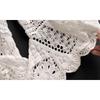 Women Summer Lace Knit T-Shirt O-Neck Hollow Long Sleeve Loose Basic White Top Tee Vest Tops Clothing