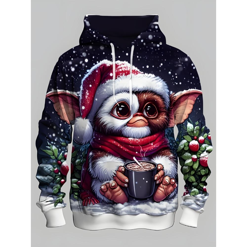 Christmas snowflake monster pattern men s hoodie M