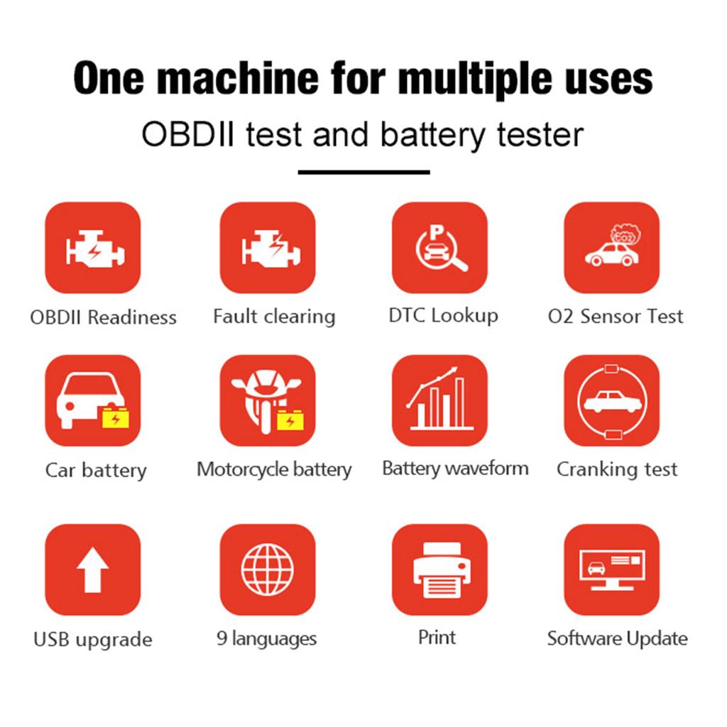 Profession Auto Battery Tester Scanner Diagnostic Tool Code Reader for Vehicle Troubleshooting Efficient Fault Detection