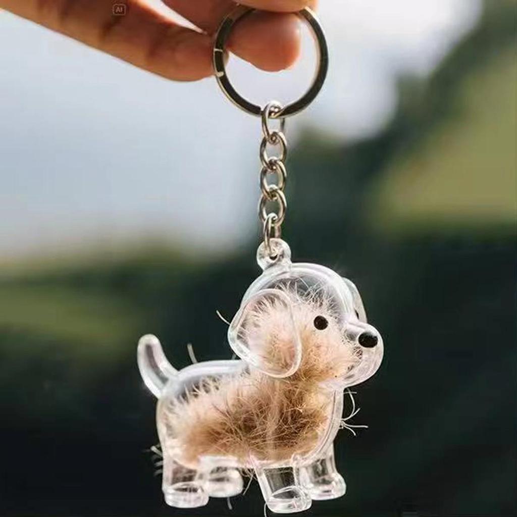 Golden Retriever Puppy Keychain Charm: Cute Transparent Storage Pendant for Backpacks & Bags