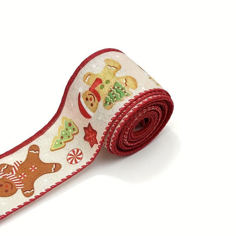 

Red Christmas Festive Decoration Supplies Gingerbread Man Print Burlap Ribbon For Holiday Cheer Christmas Ribbon C