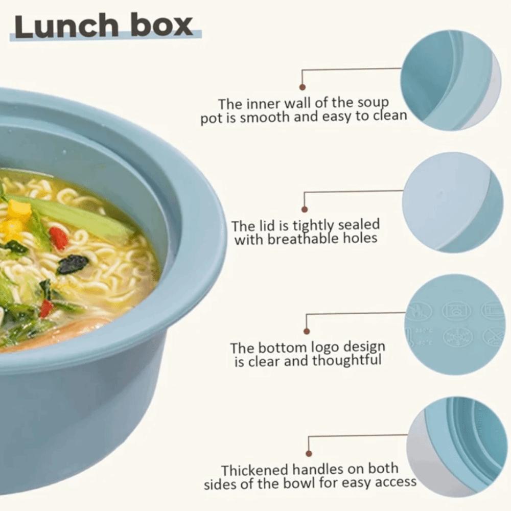 Silicone Microwave Steamer Bowl Heat-Resistant Soup Bowl Food Container Noodles Bowl Camping