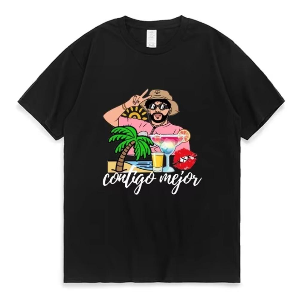 Bad Bunny Un Verano Sin Ti Album T-Shirt Damen Herren Nein Du legst auf Gedrucktes T-Shirt Kurzärmlig Mode Klassische Ästhetische Tops