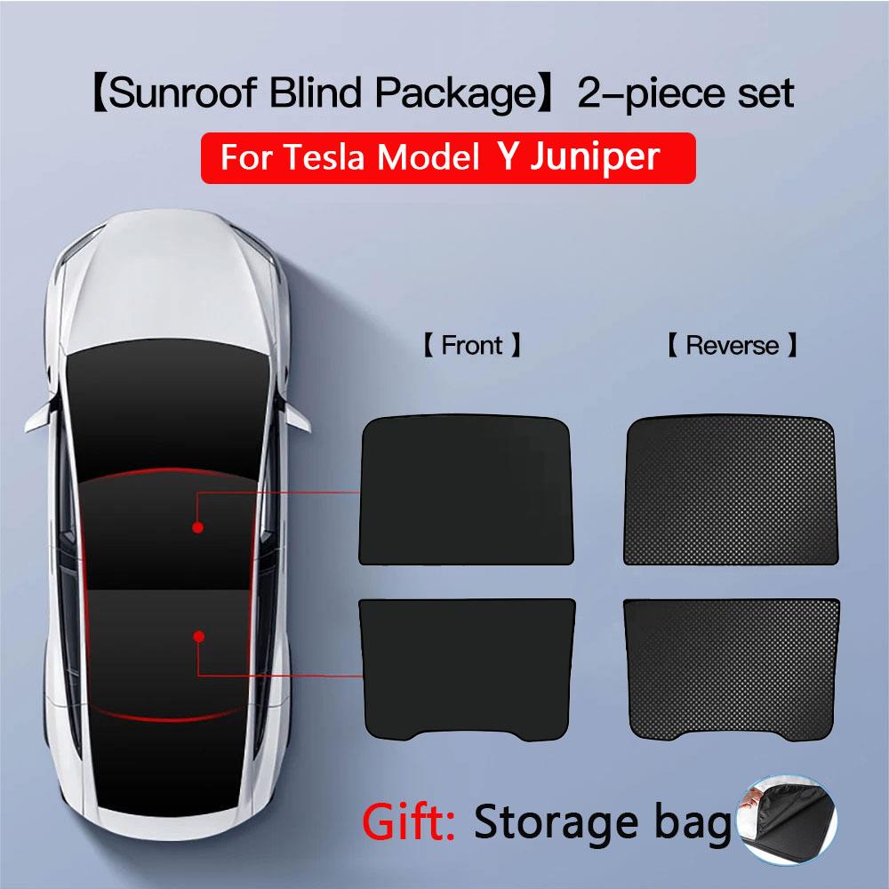 

2PCS For Tesla Model 3/Y/3 Highland/Y Juniper Ice Cloth Buckle Shades for Glass Roof Front & Rear Sunroof Skylight Sunshade Y Juniper Black