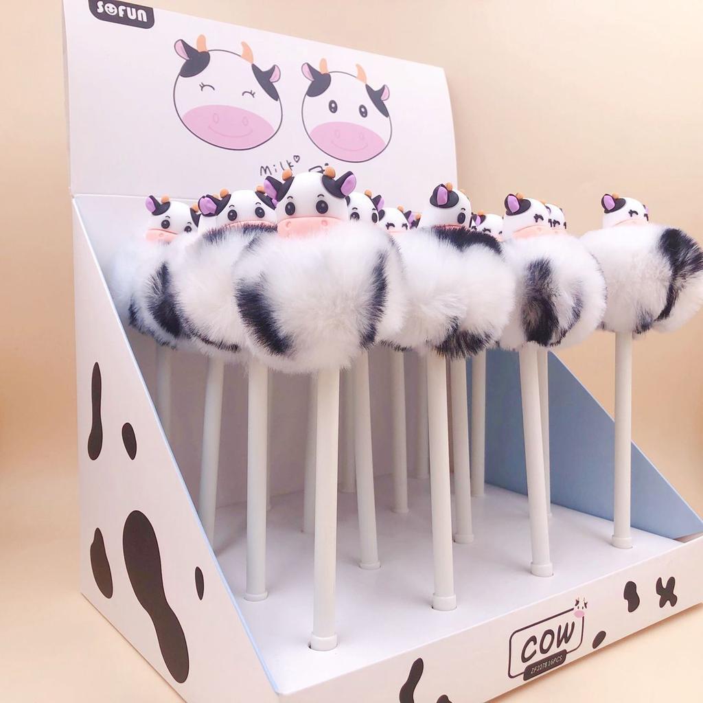 1 Stück süßer Plüsch-Kuh-Gelstift, kreatives Pressebüro, Geschenk, Schulbedarf, Schreibwaren, Kawaii, lustige Stifte