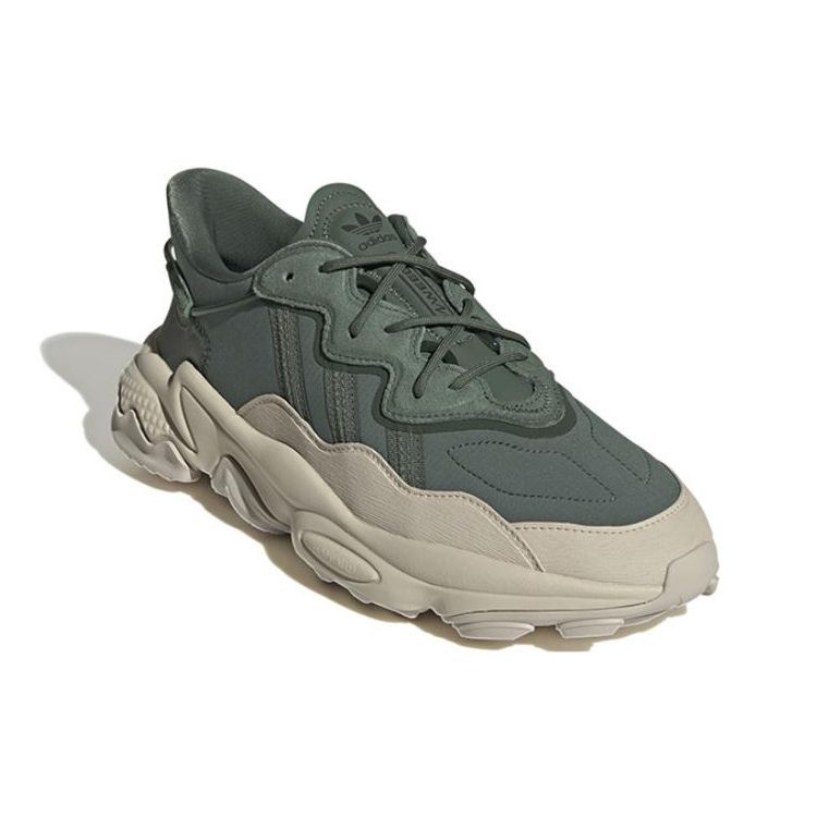 Adidas Originals Ozweego Leather Comfortable Trendy Sports Slip-Resistant Durable Low-Top Lifestyle Casual Shoes Unisex Casual Shoes Green Gray FZ5631