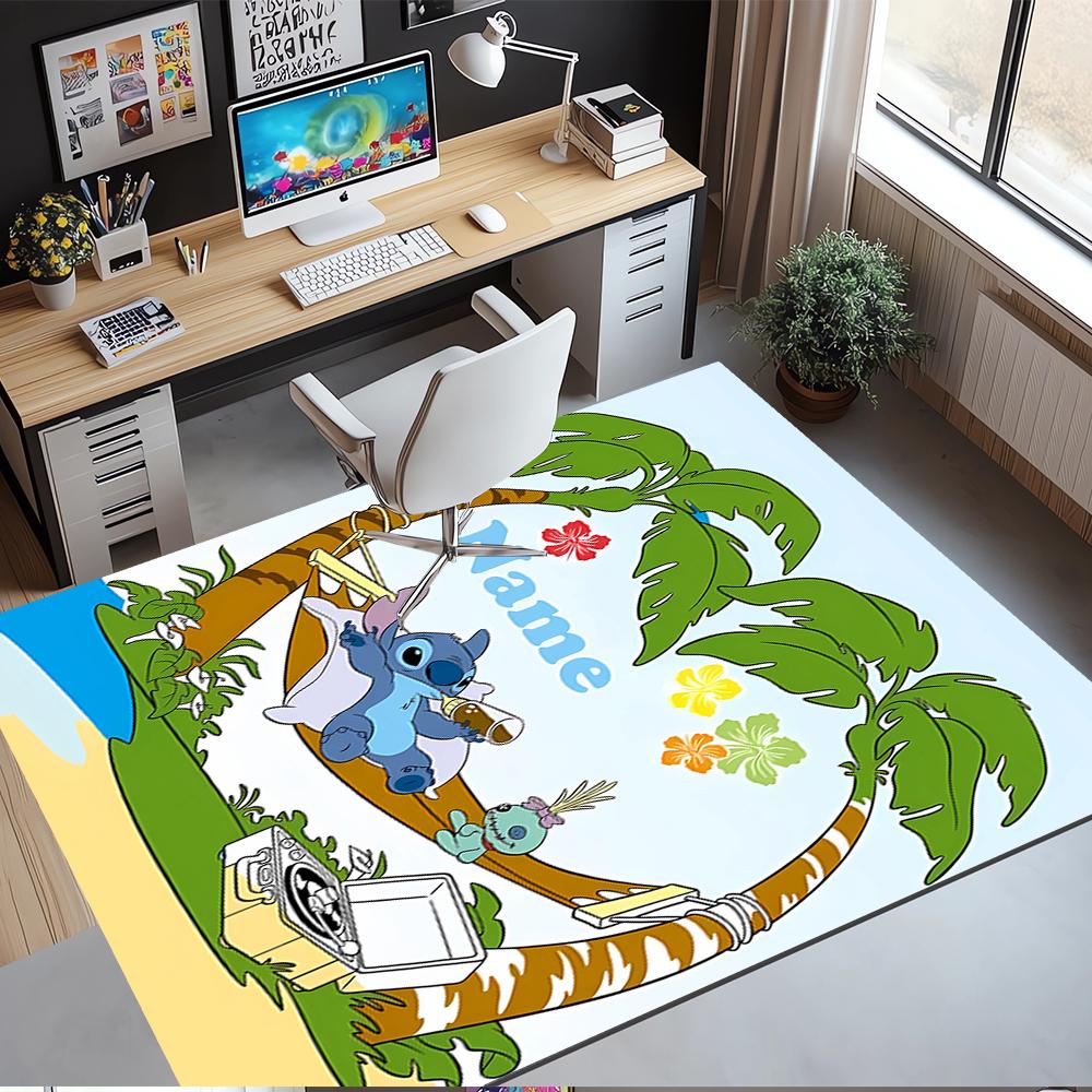 Custom Name Stitch Printed Carpet,Rug for Office Chair Living Room Bedroom Kitchen Room Decor Gifts.