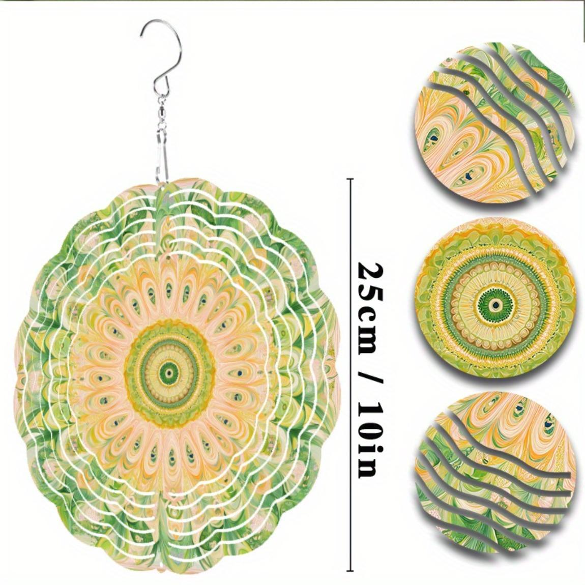 

10-дюймовый металлический колокольчик ветра с вращающимся на 360 градусов крючком, дизайн «Мандала» для декора сада, балкона, патио, улицы, подарок на все сезоны 01A