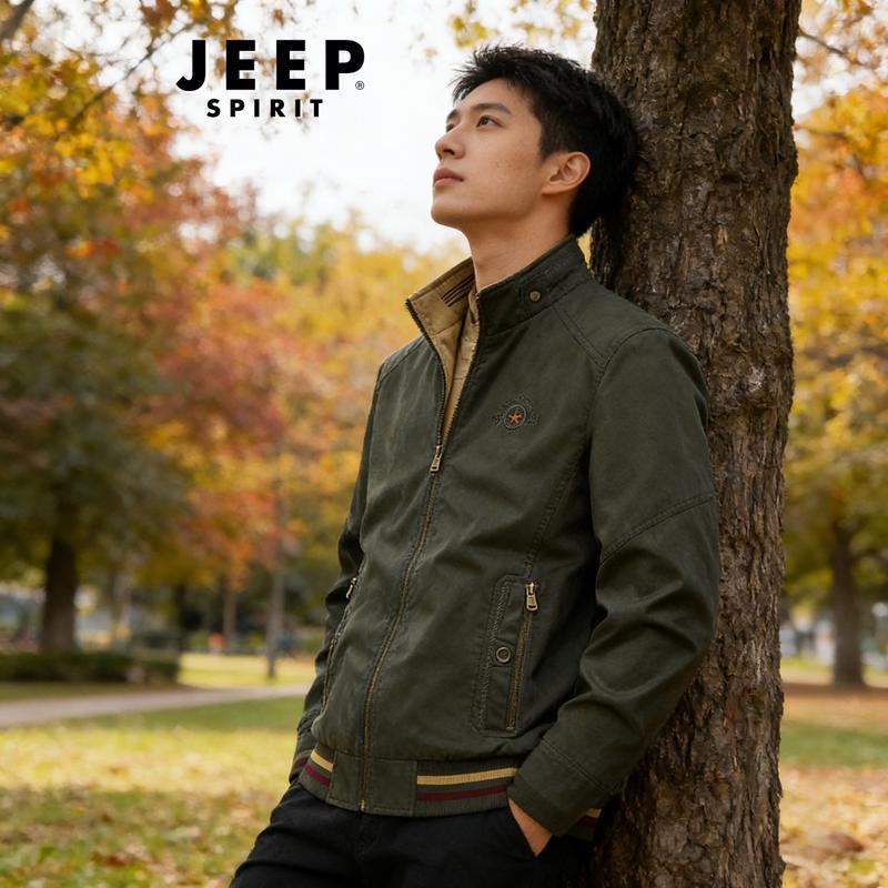 

JEEP SPIRIT Men s Reversible Stand Collar Casual Jacket L