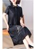 Plus Size Tummy Concealing Xiangyun Silk Dress with Cracked Pattern and New Chinese Style Cardigan