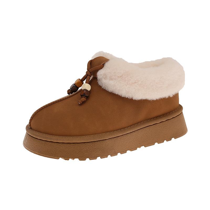 

Winter new fluffy snow boots women s short tube cute muffin thick-soled piled thickened warm cotton shoes 35