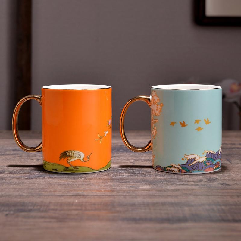 Ceramic Coffee Cup Chinese Style Milk Cup Couples Cup  Breakfast Cup Home Afternoon Office Tea Cup Ceramic Gift Cup