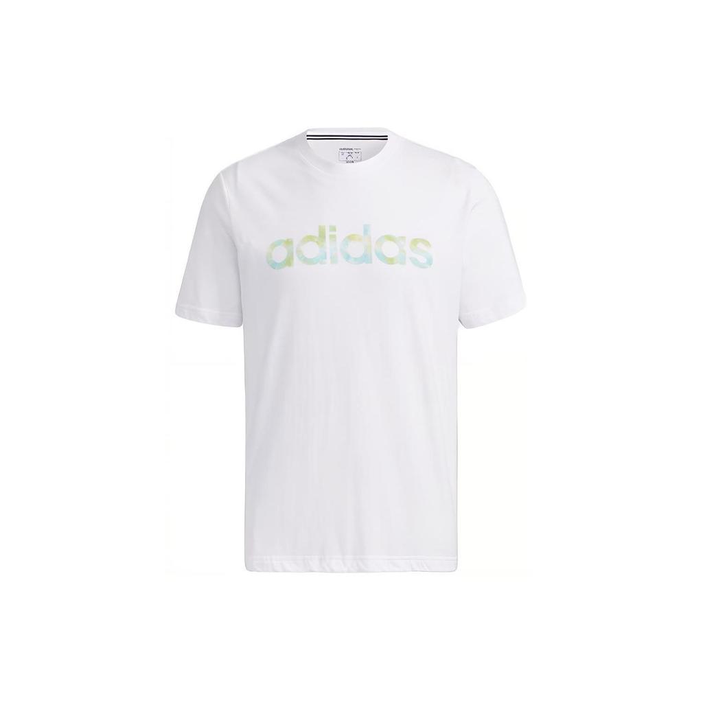 Adidas Neo Tie-Dye Logo Print Sports Crew Neck T-Shirt Men Tops White GP4876
