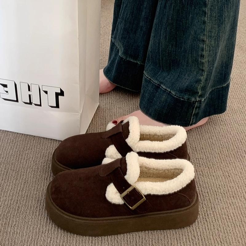 Thick-soled Snow Boots Women's 2025 New Winter Velvet Boken Shoes Thickened Wool Cotton Shoes Doudou Bread Shoes