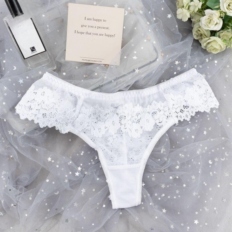 Women Sexy Lace Lingerie Temptation Low-waist Thong Panties Transparent High Quality Embroidery Underwear Female G String