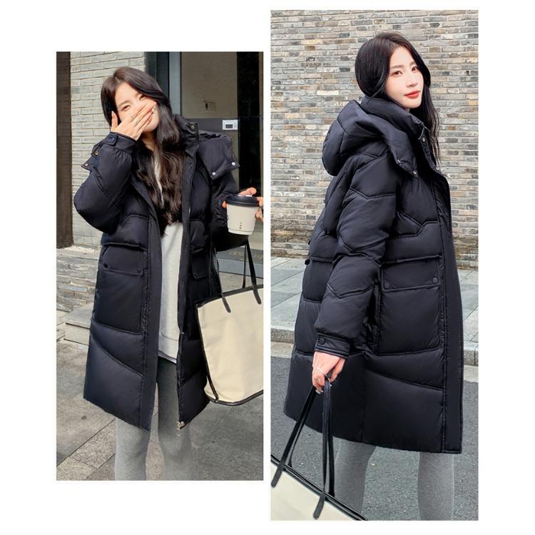 Μείνετε ζεστή και κομψή τον χειμώνα με αυτό το γυναικείο παλτό με κουκούλα μεσαίου μήκους σε κορεατικό στυλ.