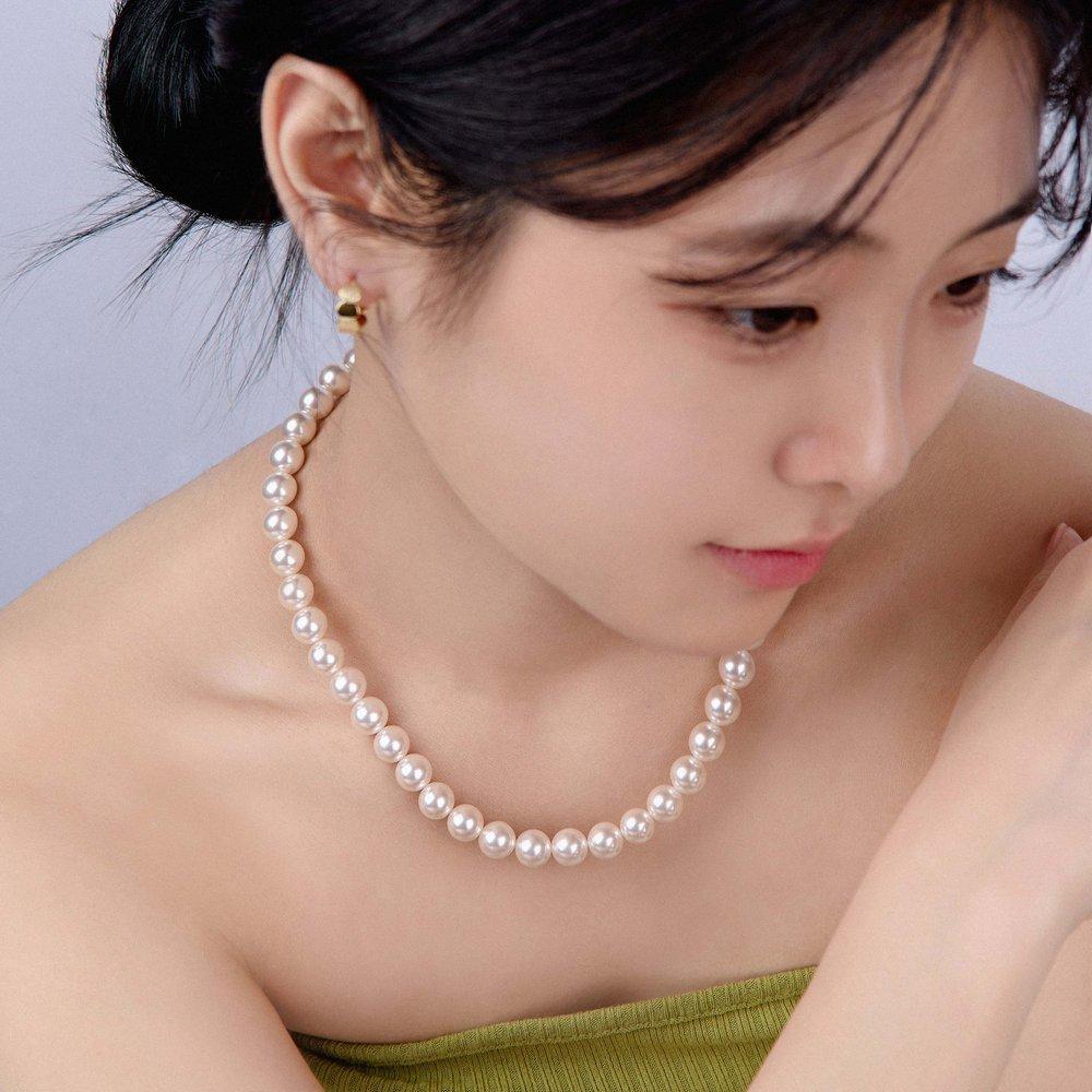 White Pearl Necklace 8/10mm Daily Classic 40cm Gift