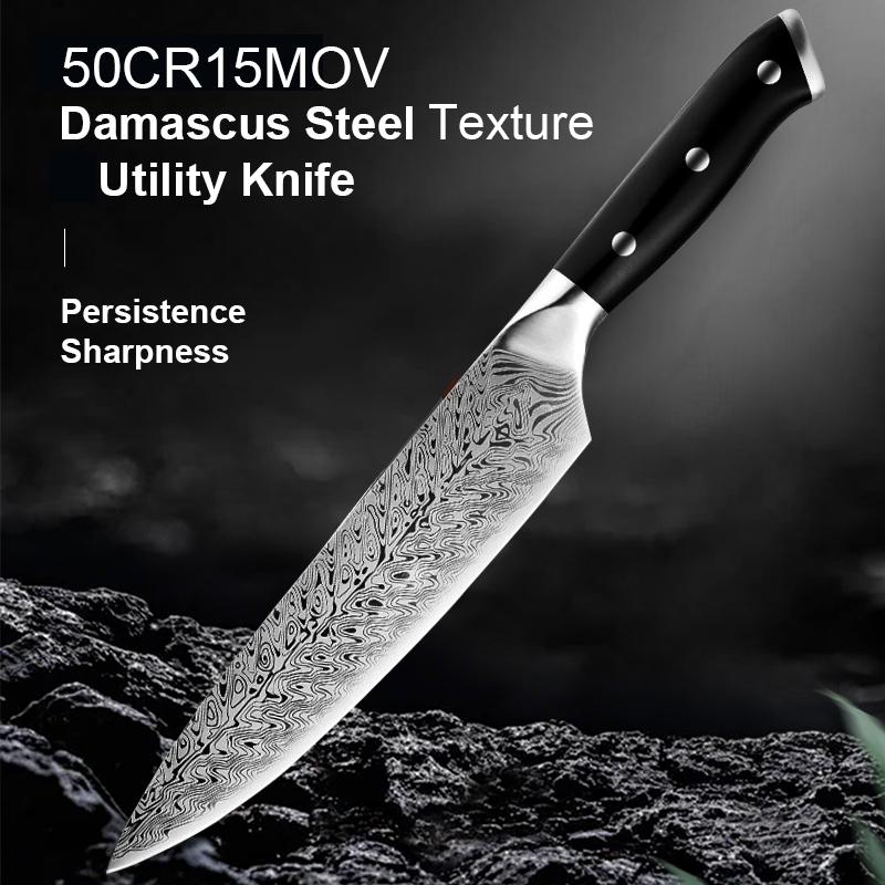 Professional Japanese knives high quality Damascus steel textured kitchen knives sharp meat cutting knives chefs Santoku knives
