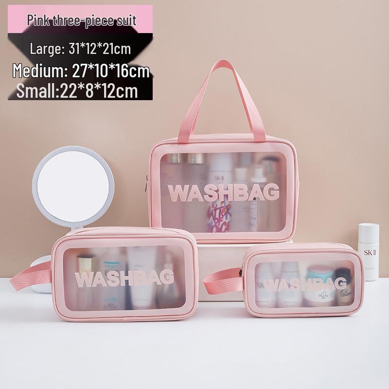 

Прозрачная дорожная косметичка из ПУ - Водонепроницаемая, Матовая, Портативный органайзер для косметики и туалетных принадлежностей