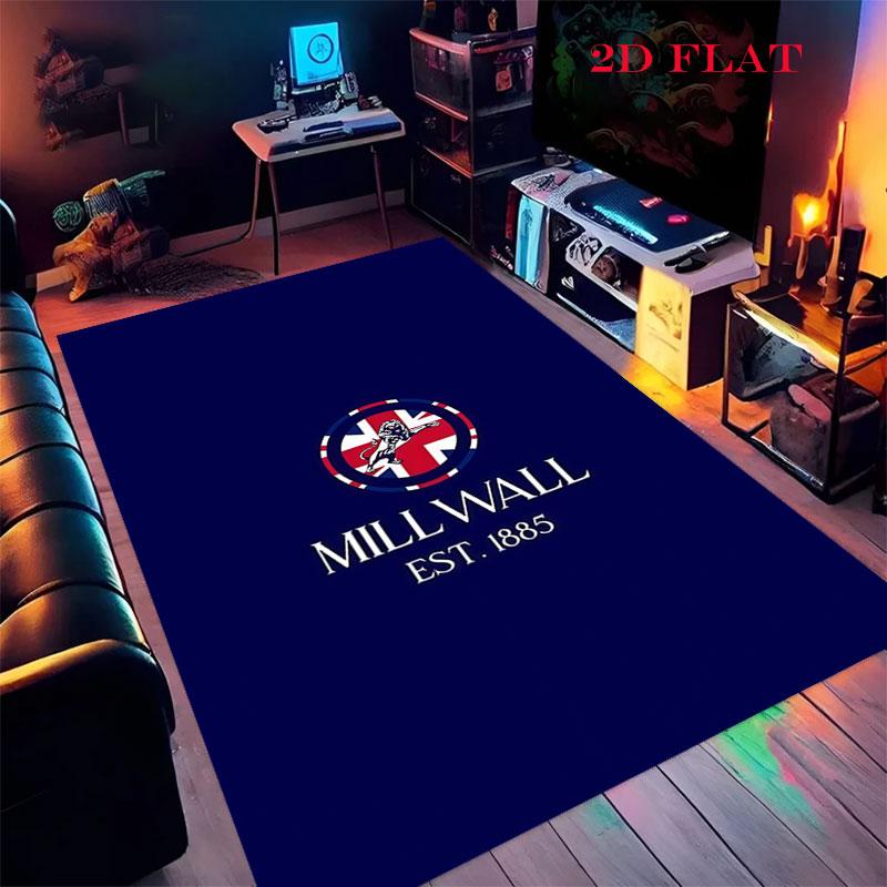 Millwall F.C. Poster Tappeto Tappetino con Logo per Soggiorno Camera da Letto Casa Decorazione Divano, Tappetino Antiscivolo per Giochi Bambini