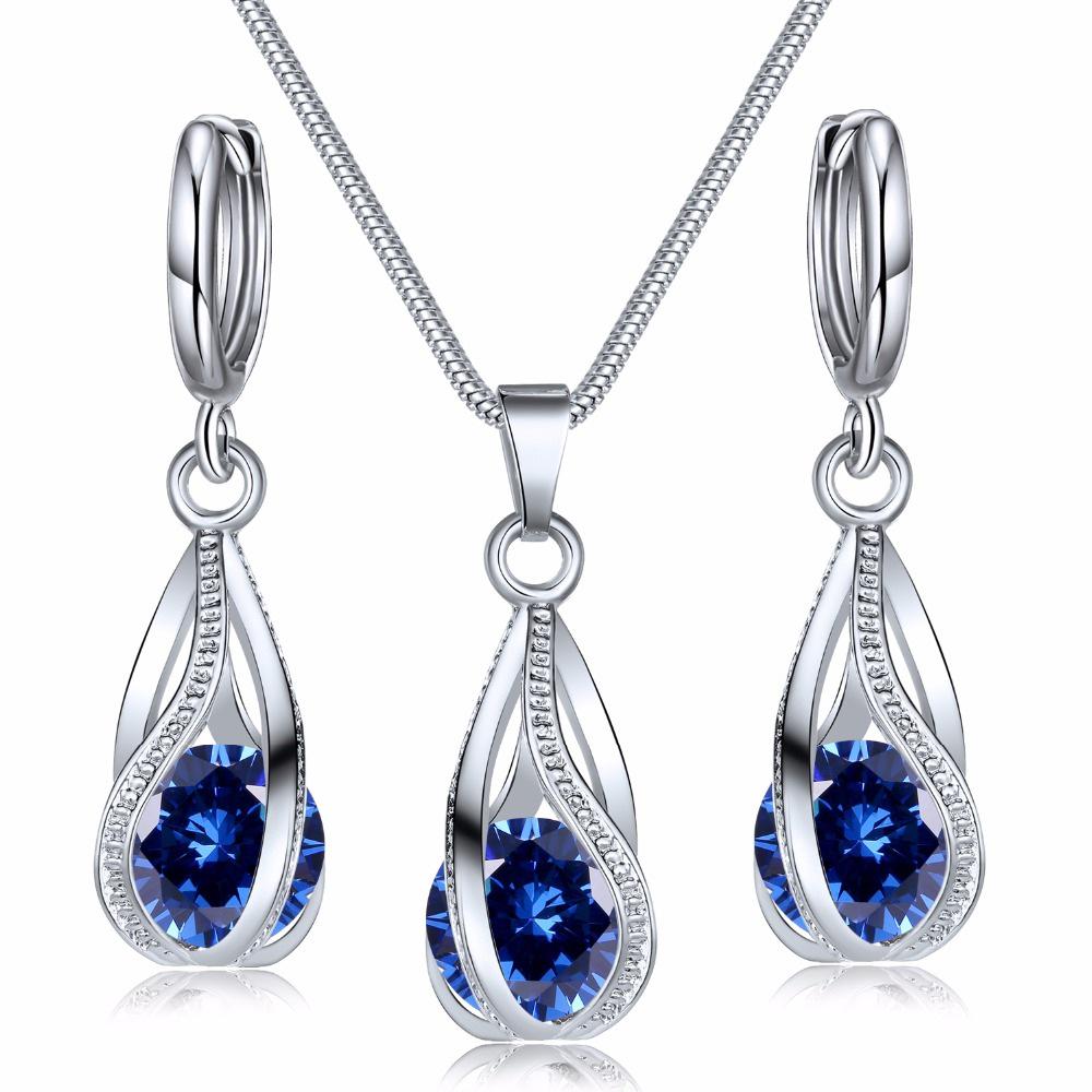 Zircon Crystal Pendant Earrings Two-Piece Set: Alloy Rhinestone Jewelry for Women