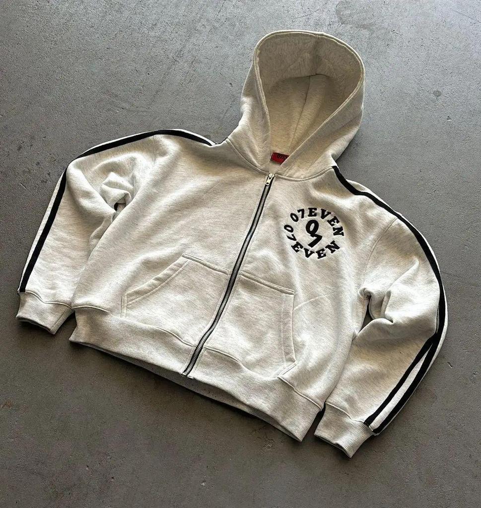 2024 Gränsöverskridande Streetwear Dragkedje-hoodie - Kofta med huva och bokstavstryck med nya byxor