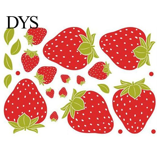Wall Art Stickers Colorful Mural Waterproof Self-adhesive Removable Decorative Strawberry DIY Fruit Background Wallpapers Craft Decals