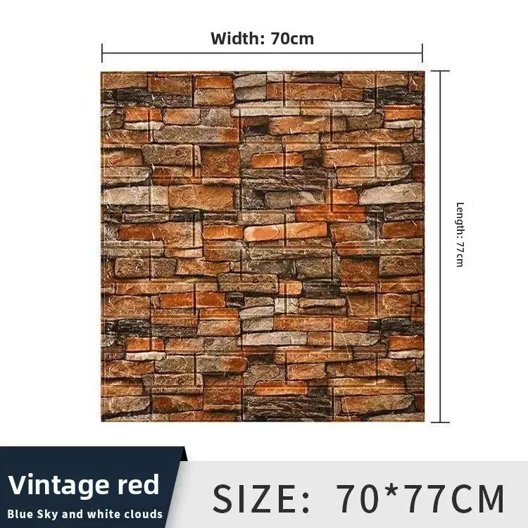 3D Tile Brick Wall Sticker Self-adhesive Waterproof Foam Wallpaper 10 Pcs 35x30cm