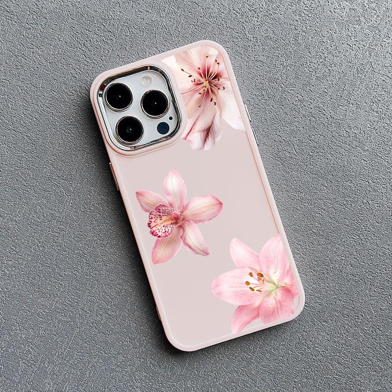 Silicone Phone Case For iPhone 15 16 14 Pro Max Plus 13 12 11 Pro Max XR XS X 7 8 SE2 Lily Orchid Flower Bloom Luxuriantly Cover