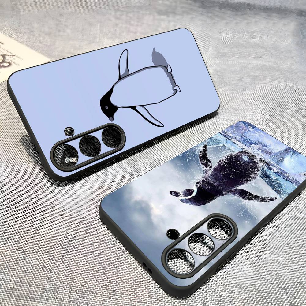 Lovely Penguin For Samsung Galaxy S23 S24 S25 Ultra S22 Plus S21 Black Soft Case Waterproof Soft Case