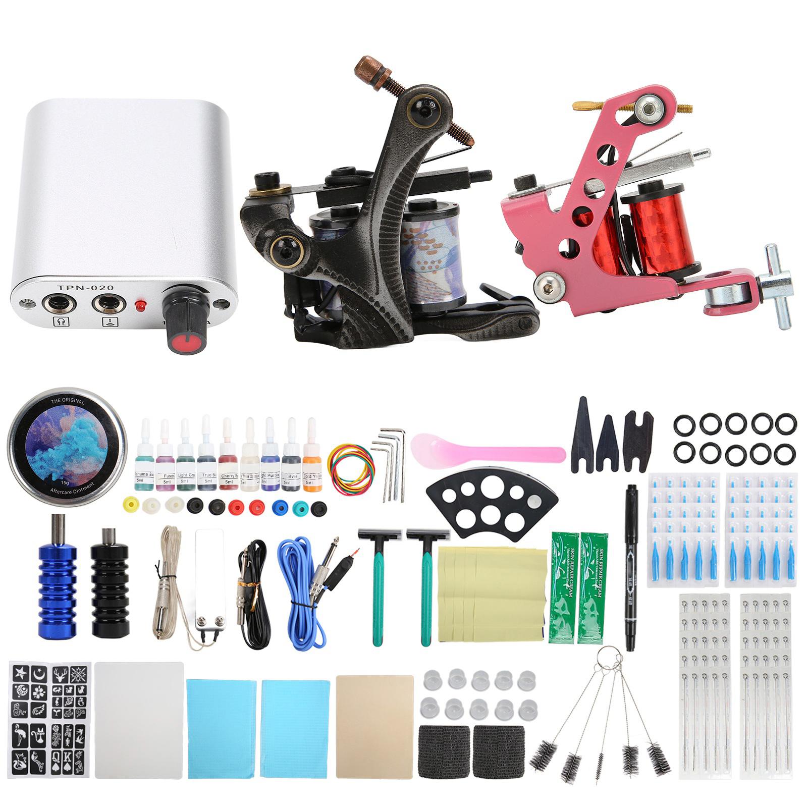 

Полный комплект тату-машинки Профессиональный набор для начинающих татуировщиков Мини-блок питания Ремонт игл EU Plug
