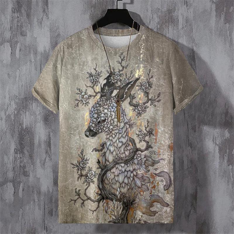 

Футболка с рисунком кота, леопарда, лисы для мужчин, футболки с принтом в стиле ретро с 3D-принтом, летние свободные футболки унисекс с коротким рукавом и круглым вырезом XL