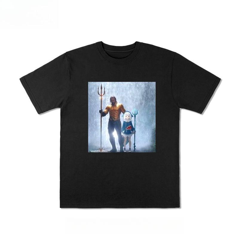 Jesień i Zima Europejsko-Amerykańskie Koszulki z Grubej Bawełny z Nadrukiem Postaci 2025 Nowe Męskie i Damskie Wygodne Koszulki