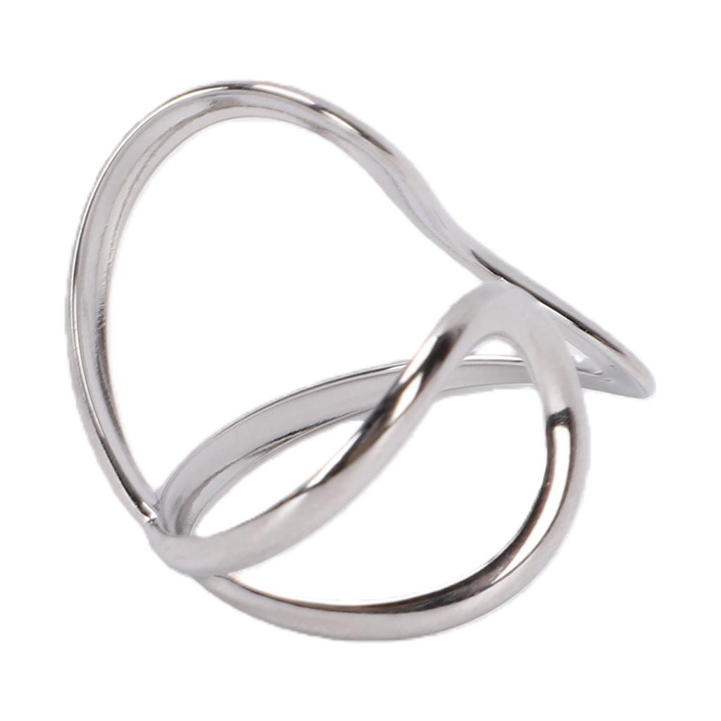 Geometric Line Ring Adjustable Minimalist Fashion Stackable Open Ring for Daily Wear Silver
