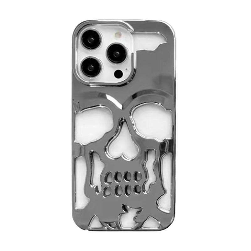 Cool Hollow Heat Dissipation Cool Skull Ghostfa Plating Phone Case For iPhone 17 16 Pro Max 15 14 Plus Air Fashion Slim Cover
