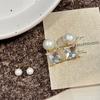 Square Zirconia Pearl Earrings for Women. Light Luxury, High-end, Elegant Style, Large Earrings. A Retro Style, Suitable for Wearing Twice.