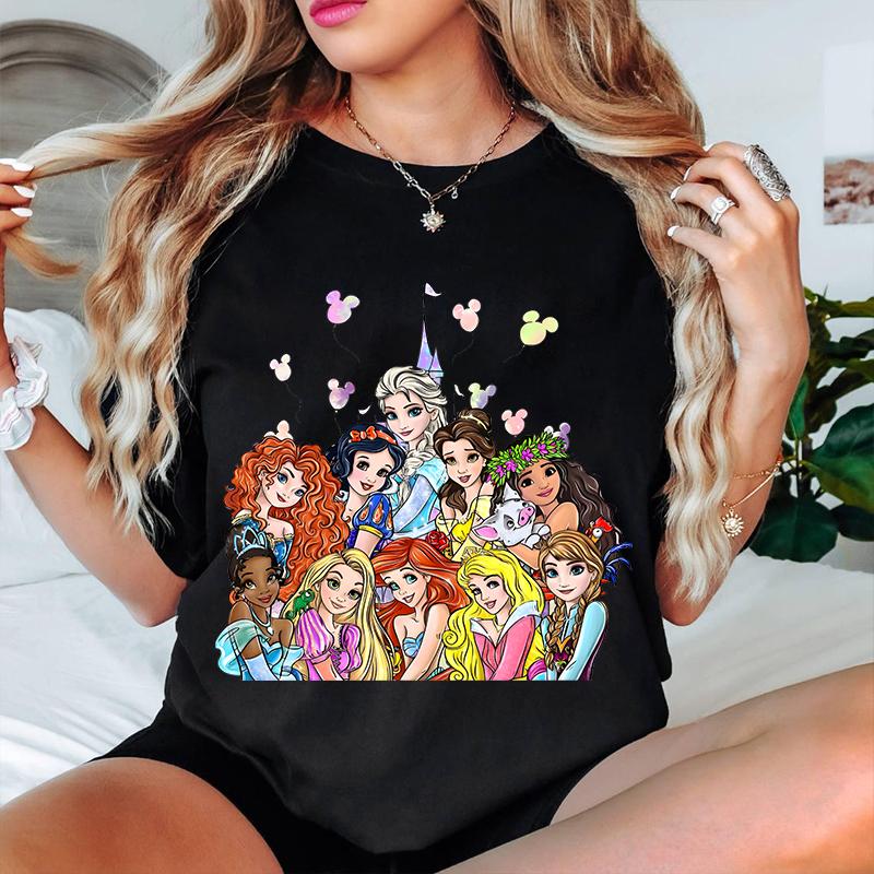 Cartoon Unisexs Tshirt Snow Cool White and The Seven Dwarfs Print Street Casual Loose Short Sleeve Top Unisex Cool