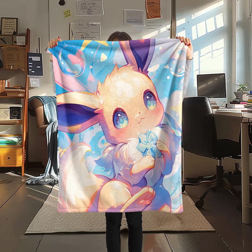 Eevee (Pokémoni)  Tištěná flanelová deka, Vysoká kvalita, Pohodlná pro všechna roční období, Domácí dekorace, Teplo a pohodlí