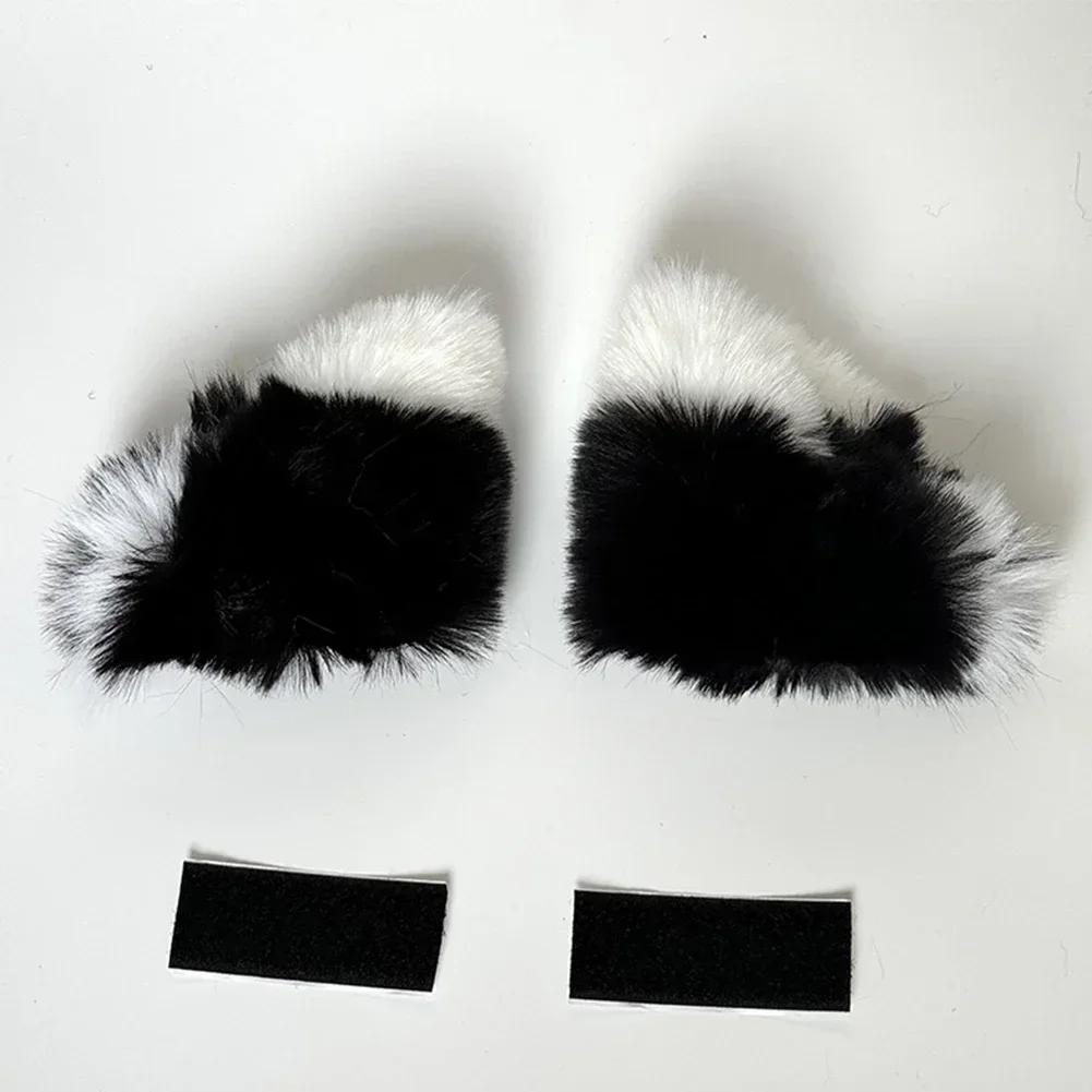 2 Stück Auto Motorrad Helm Dekoration Elektrofahrrad Weiche kleine Plüsch Katzenohren für Motocross Full Face Off Road Helm Aufkleber