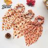 Decorative Hair Accessories for Autumn Outings Fall Pumpkin Maple Leaf Tie Women, Bow Knot Ribbon Ponytail Stylish Bowknot Holder, Soft Fabric Elastic