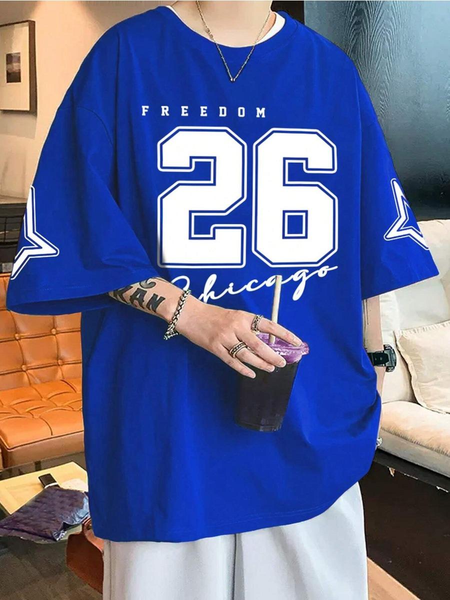 

Мужская футболка FREEDOM Number 26 Print, мужская спортивная футболка с коротким рукавом, винтажная футболка большого размера, 5 цветов, мужская одежда S