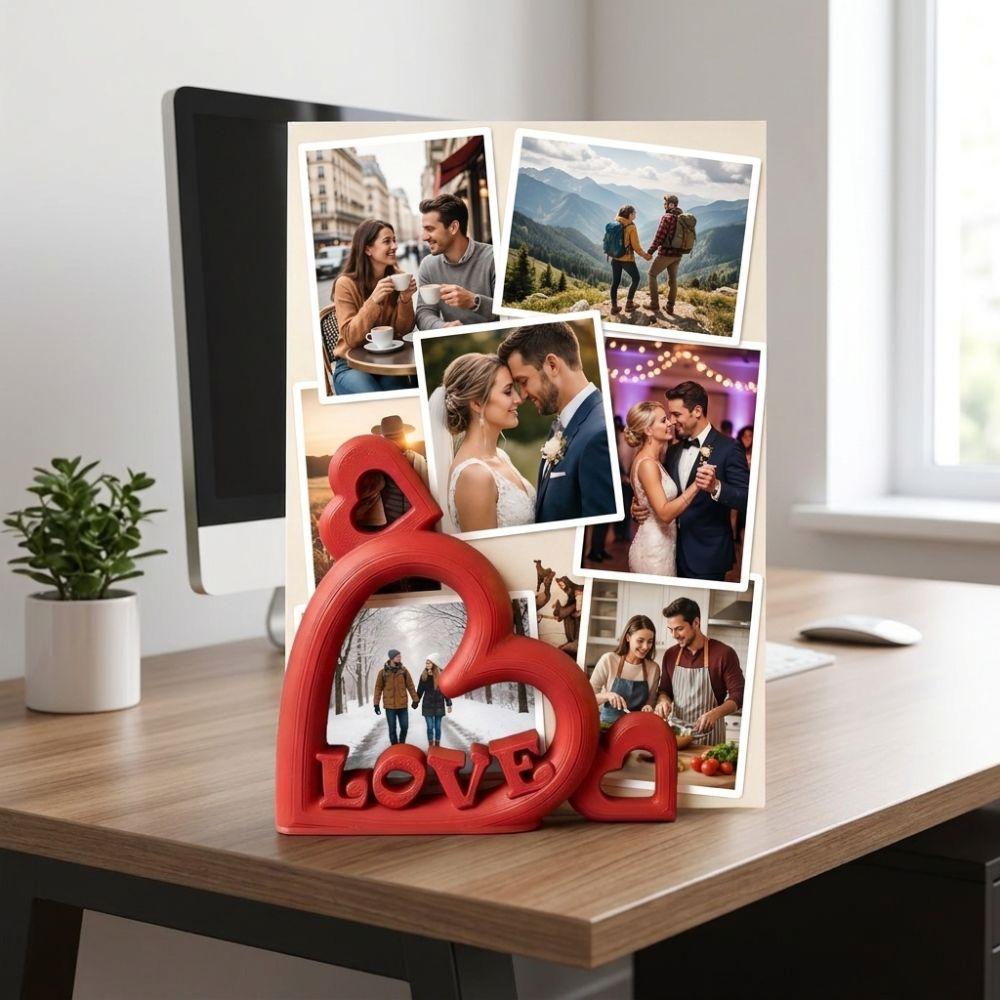 Plastic Business Card Stand LOVE Letter Design Mini Picture Frame Desktop Ornament Bedroom Decor