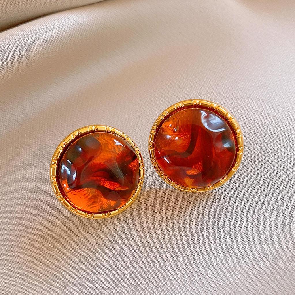 Silver Needle Geometric Irregular Resin Y2K Earrings - Retro Stud Ear Accessories for Women