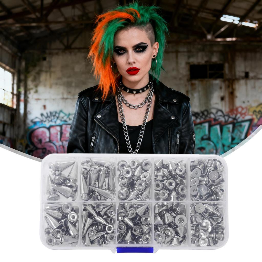 Punk Studs Handmade Craft Decoration Metal Studs Kit For Jackets Shoes Belt Bags Dog Collars Pants Jeans Down Jacket