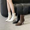 2025 autumn and winter new pointed thin heel high heel temperament French fashion sexy beautiful women short boots