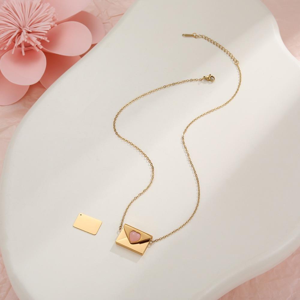 Openable Pendant Sweater Chain Rhinestone Lovers Choker Fashion Envelope Necklace  Gift