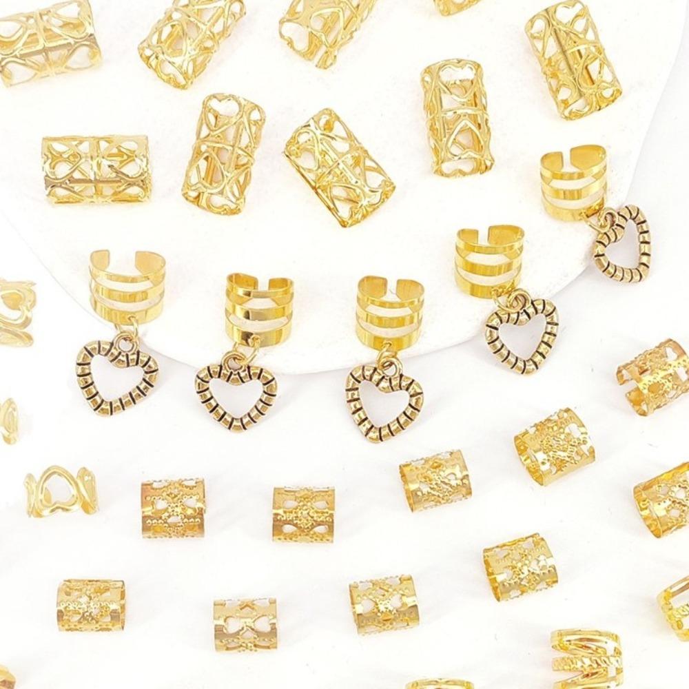 45pcs Hair Braiding Hollow Out Hair Ring Love Hair Braid Tubes Dreadlocks Beads  Hair Jewelry
