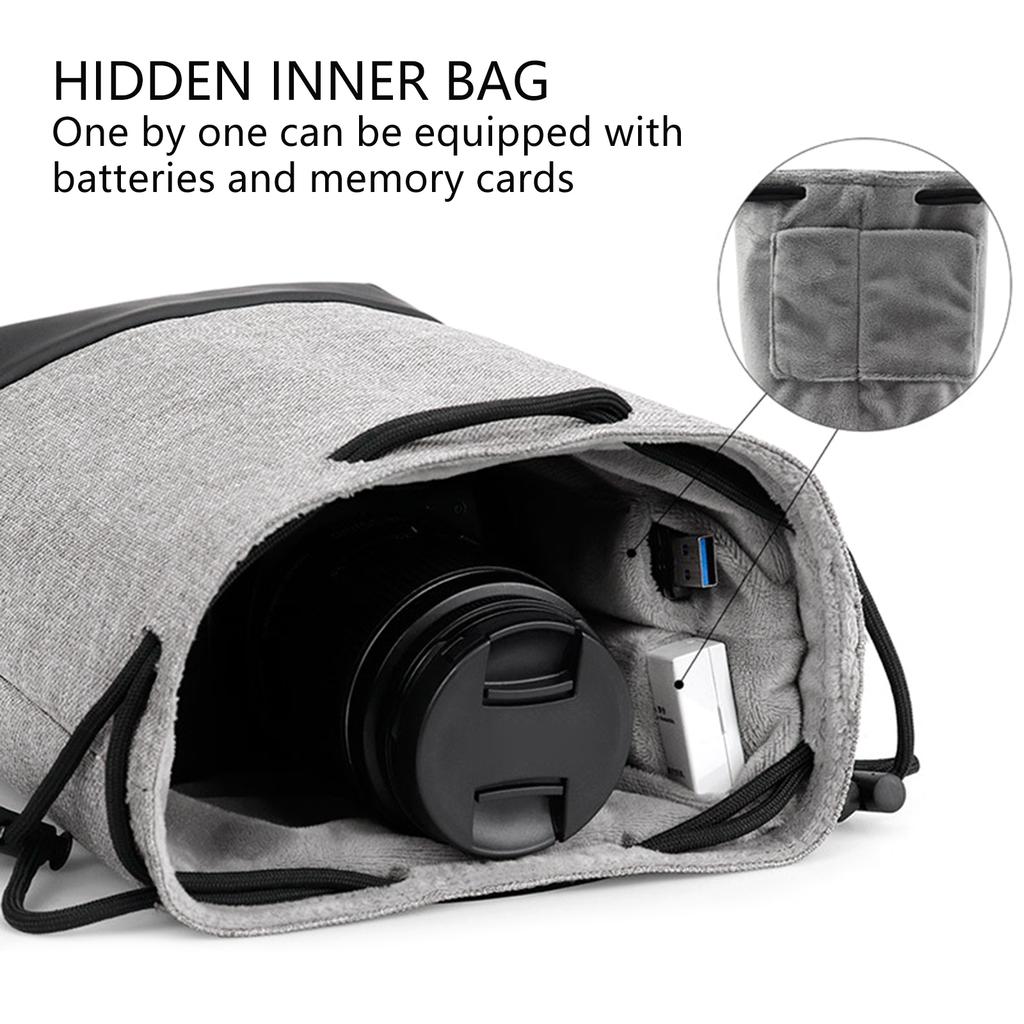 Compact Photography Lens Carrying Case With Thickened Sponge Padding Water Resistant Fabric For Gear Protections