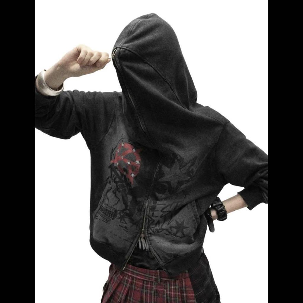 [USED] Supermade Short Graphic Print Full-Zip Hoodie - Ships Next Day