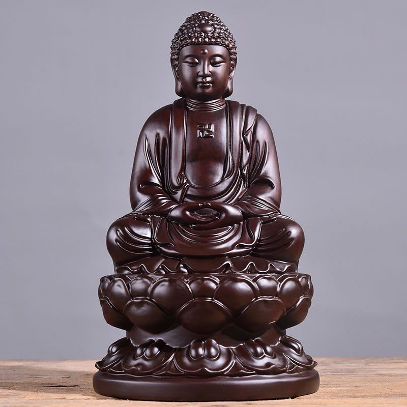 Sandalwood Wood Carving Sakyamuni Buddha Ornament Office Home Furnishing Home Desktop Decorative Ornaments Solid Wood Statue